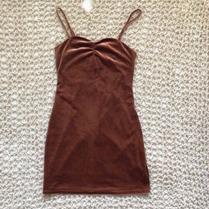 HONEY PUNCH | BODY CON COPPER VELOUR MINI DRESS